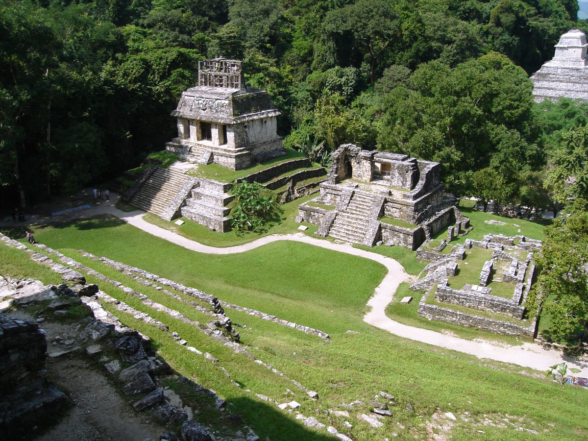 2fe6c59e-79e1-092d-32ba-662c3e614f1d Sun Temple (far left) at Palenque, the Maya site of our next filming